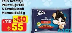 FELİX AVANTAJLI PAKET SIĞIR ETLİ VE TAVUKLU KEDİ MAMASI 4X85 G fiyat ve kampanya bilgisi